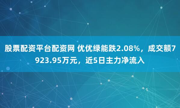 股票配资平台配资网 优优绿能跌2.08%，成交额7923.95万元，近5日主力净流入
